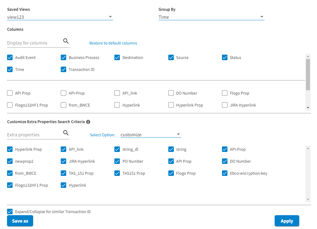 Example of Settings dialog